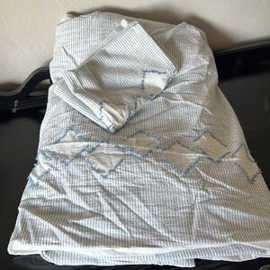 Pottery Barn Teen Plant Dyed Diamond Trim Duvet Cover and sham